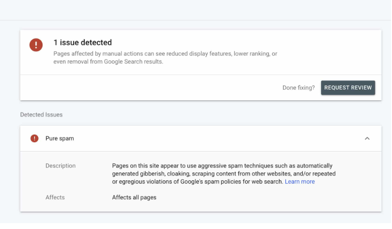 Description of spam-related concerns
