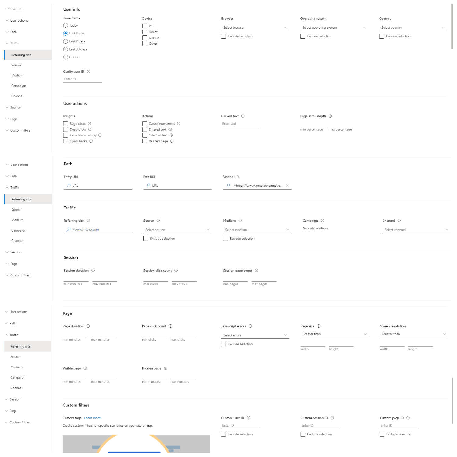 Verweisende Websites in Microsoft Clarity