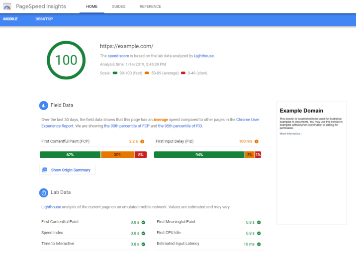 PageSpeed Insights New