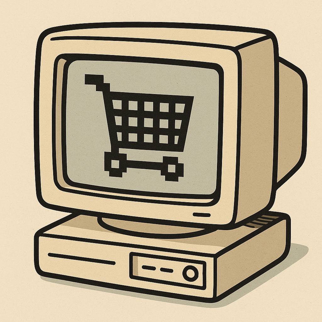 Shopping cart icon on PC screen