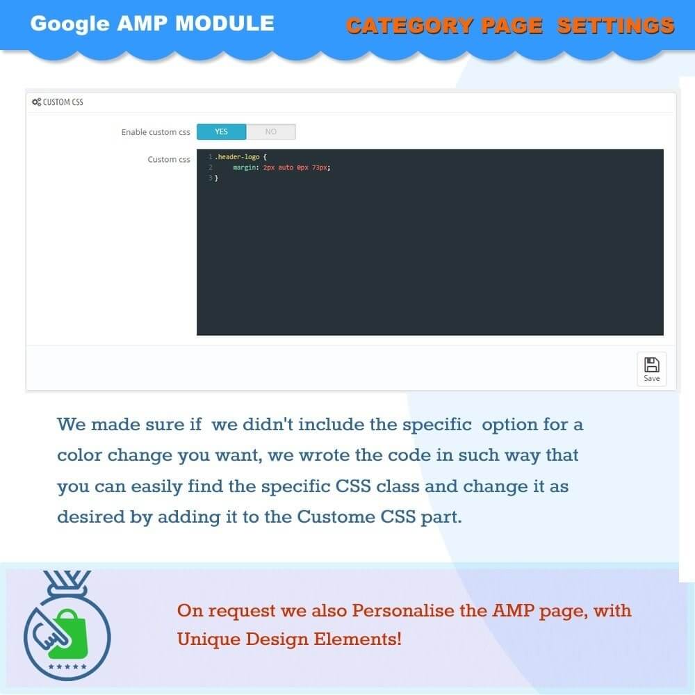 Módulo AMP de Google: configuración de la página de categorías