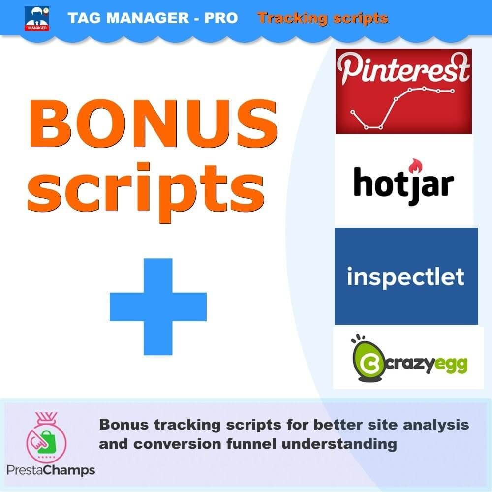 Bonus tracking scripts for better site analysis and conversion funnel understanding.